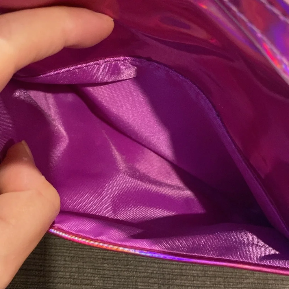 Jeffree Star Holographic Pink Makeup Bag With Gold Zipper beauty cosmetics bags